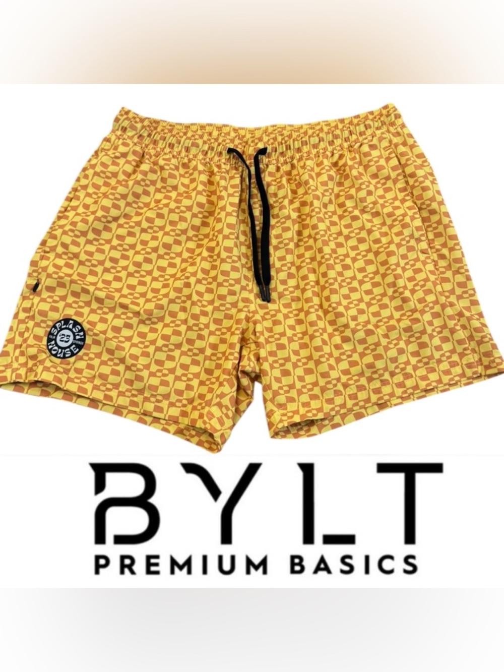 BYLT Yellow Patterned Men's Swim/Active Shorts